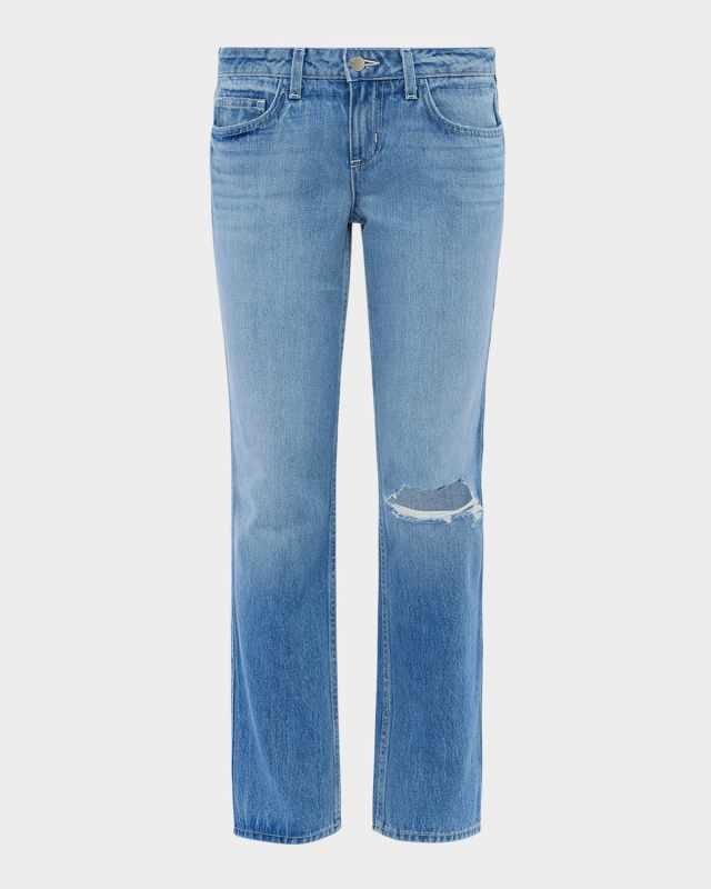 Nevia Low-Rise Distressed Straight Jeans